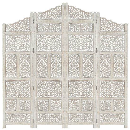 Fabre Mango Wood 4 Panels 160cm x 165cm Room Divider In White