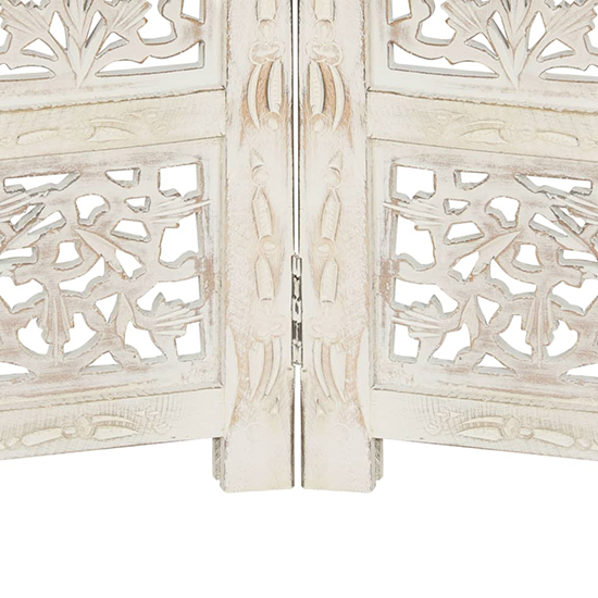 Fabre Mango Wood 4 Panels 160cm x 165cm Room Divider In White