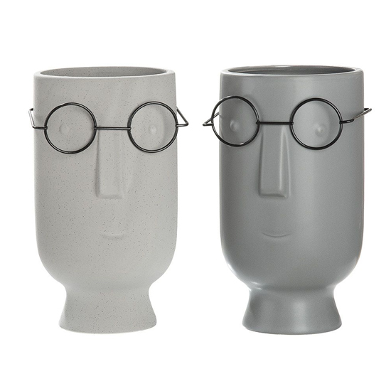 Photo of Face faccia ceramic set of 2 decorative vases in grey