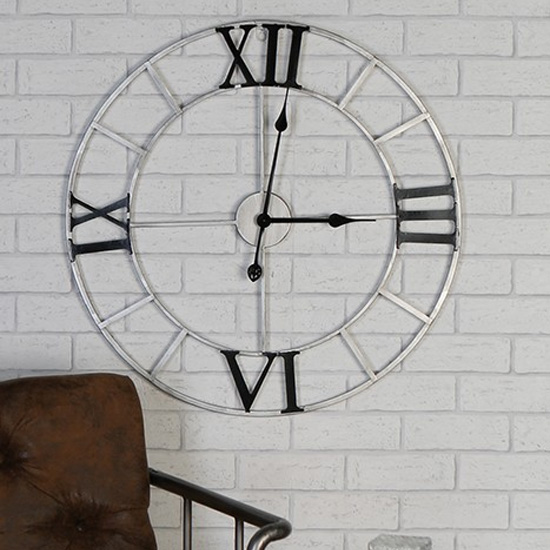 Read more about Factory metal wall clock in silver and anthracite