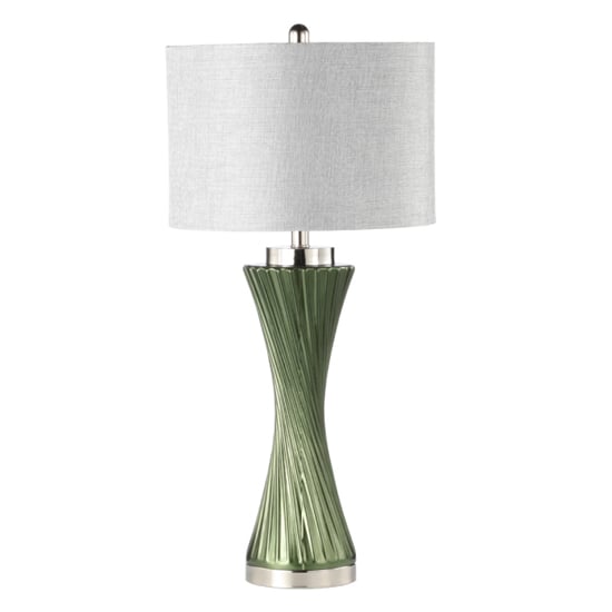 Faenza Grey Linen Shade Table Lamp With Green Twist Base