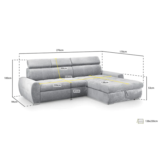 Faenza Universal Velvet Corner Sofabed In Grey_3