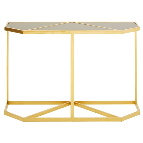 Fafnir Black Glass Top Console Table With Gold Frame_2