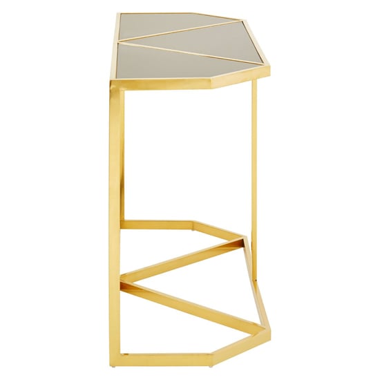 Fafnir Black Glass Top Console Table With Gold Frame_3