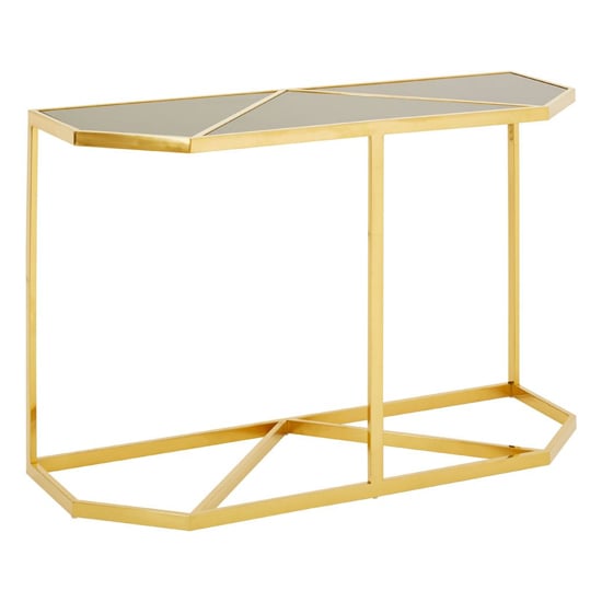 Photo of Fafnir black glass top console table with gold frame