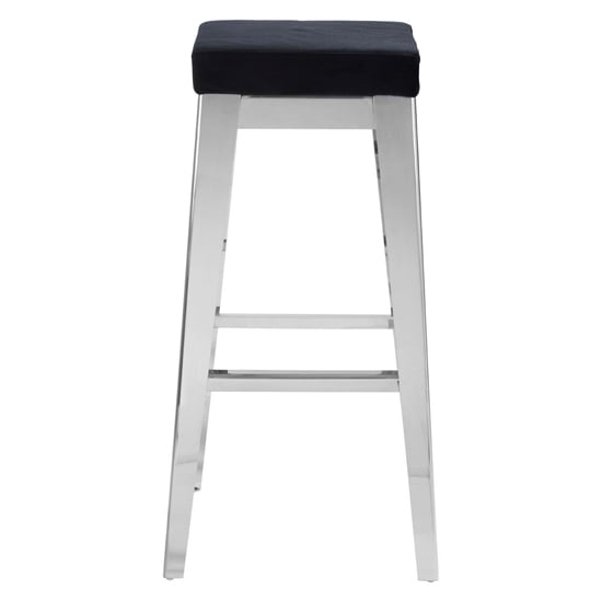 Product photograph of Fafnir Black Velvet Bar Stool With Silver Stainless Steel Legs from Furniture in Fashion