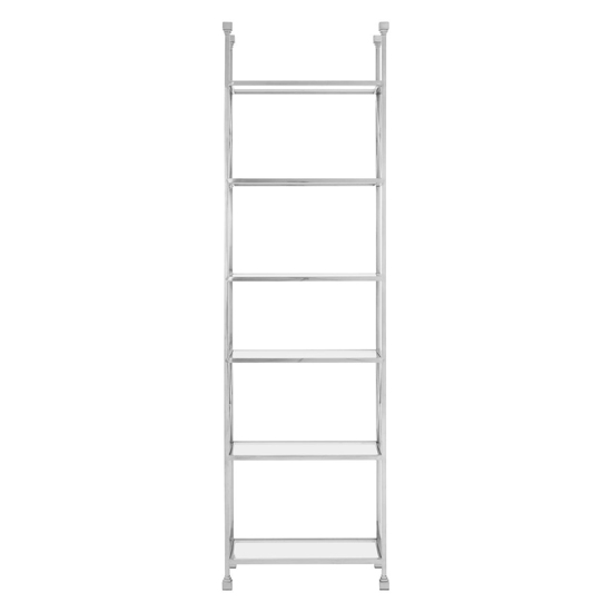 Fafnir Cross Design Clear Glass Bookshelf With Silver Frame