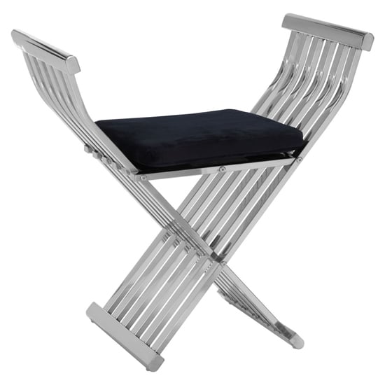 Fafnir Cross Design Occasional Chair With Black Seat In Silver_1