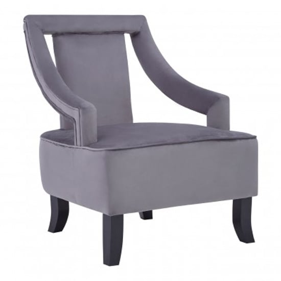 Fagos Velvet Upholstered Armchair In Grey