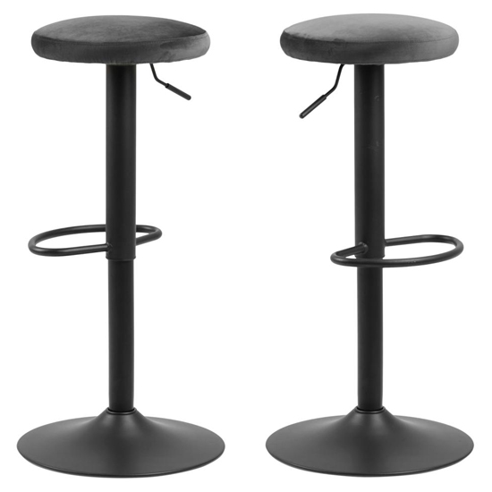 Faille Dark Grey Fabric Bar Stools In Pair thumbnail