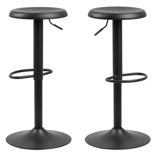 Photo of Faille matt black metal bar stools in pair