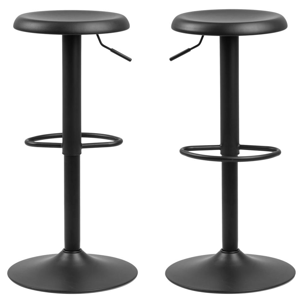 Faille Matt Black Metal Bar Stools In Pair