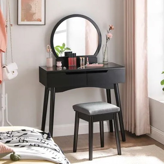 Fairburn Wooden Dressing Table Set In Black FiF