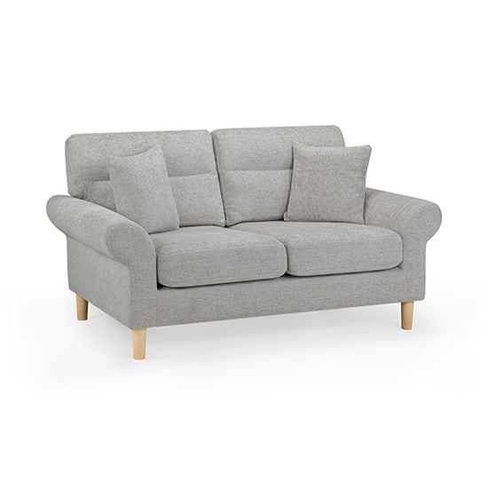 Fairfax Fabric 2 Seater Sofa In Silver With Oak Wooden Legs