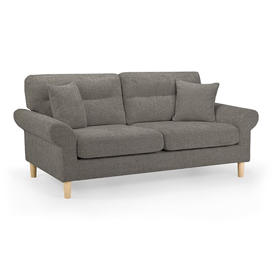 Fairfax Fabric 3 Seater Sofa In Mocha With Oak Wooden Legs