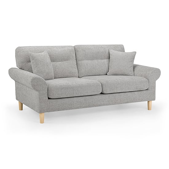 Product photograph of Fairfax Fabric 3 Seater Sofa In Silver With Oak Wooden Legs from Furniture in Fashion