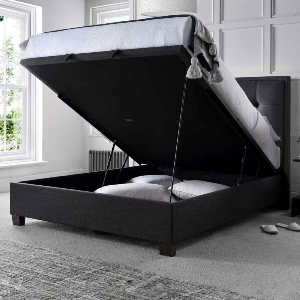 Fairfax Fabric Ottoman Storage Double Bed In Pendle Slate