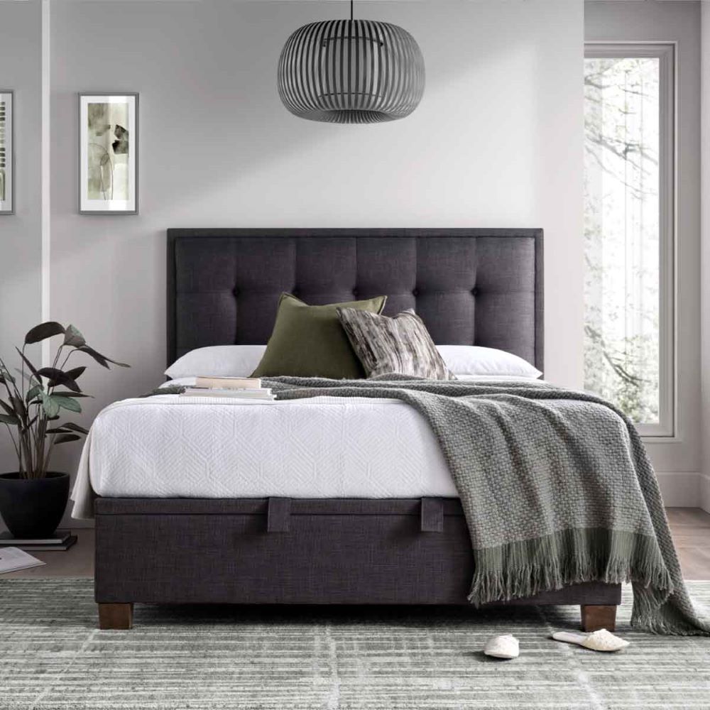 Fairfax Fabric Ottoman Storage Double Bed In Pendle Slate