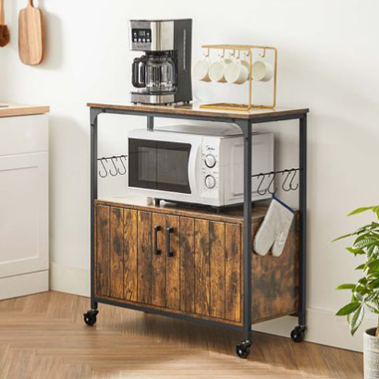 Fairfax Wooden Kitchen Storage In Rustic Brown FiF