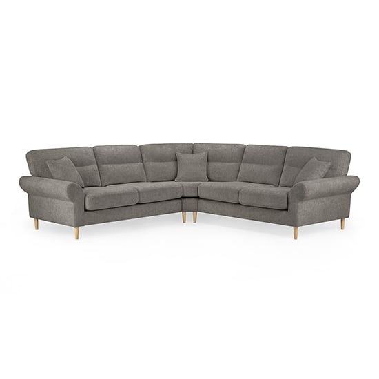 Product photograph of Fairfax Large Fabric Corner Sofa In Mocha With Oak Wooden Legs from Furniture in Fashion