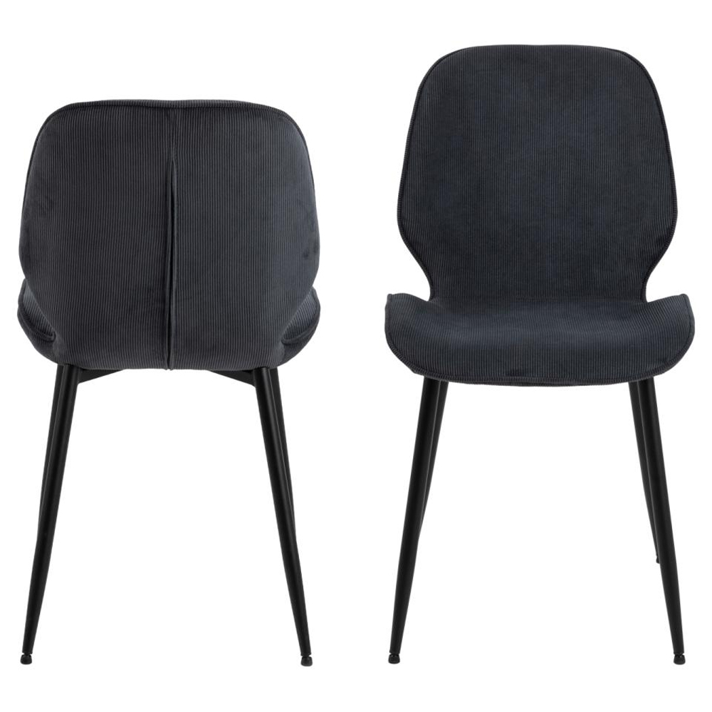 Fairfield Anthracite Fabric Dining Chairs With Black Legs In Pair