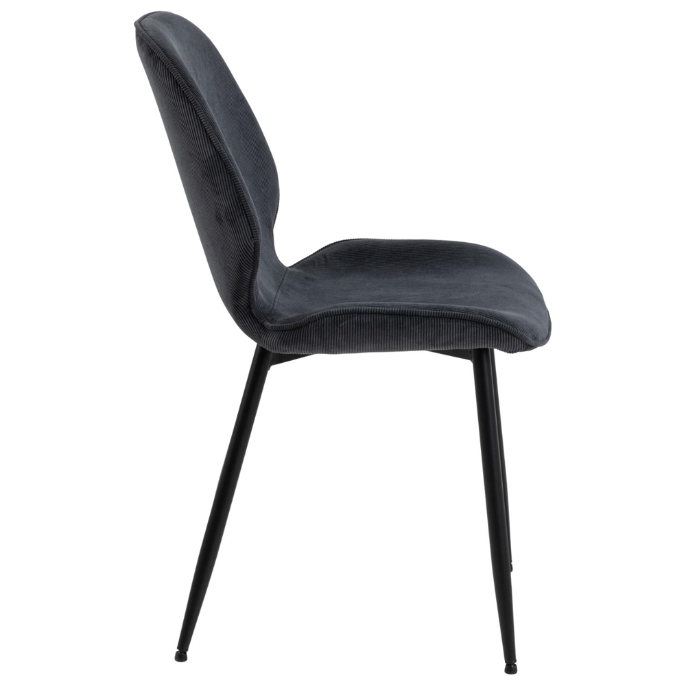 Fairfield Anthracite Fabric Dining Chairs With Black Legs In Pair