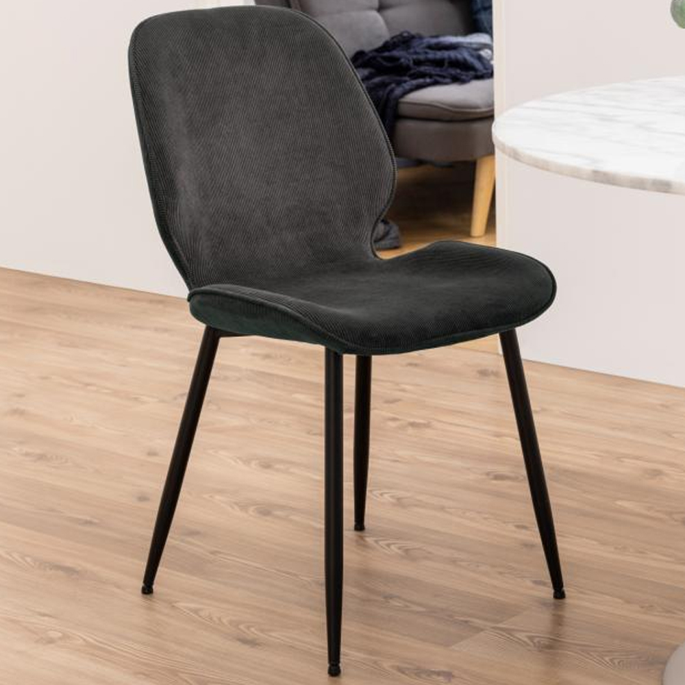 Fairfield Anthracite Fabric Dining Chairs With Black Legs In Pair