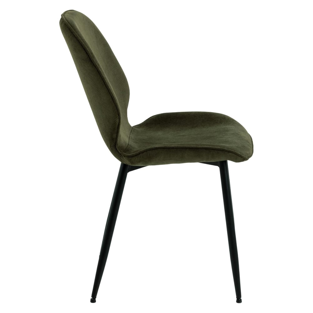 Fairfield Olive Green Fabric Dining Chairs With Black Legs In Pair