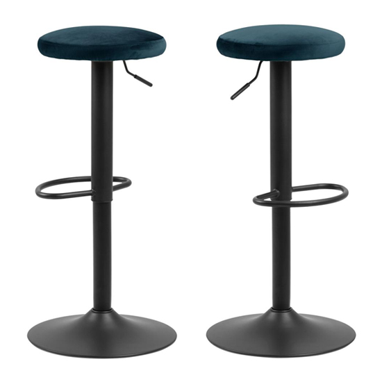 Read more about Fairlee navy blue fabric bar stools in pair