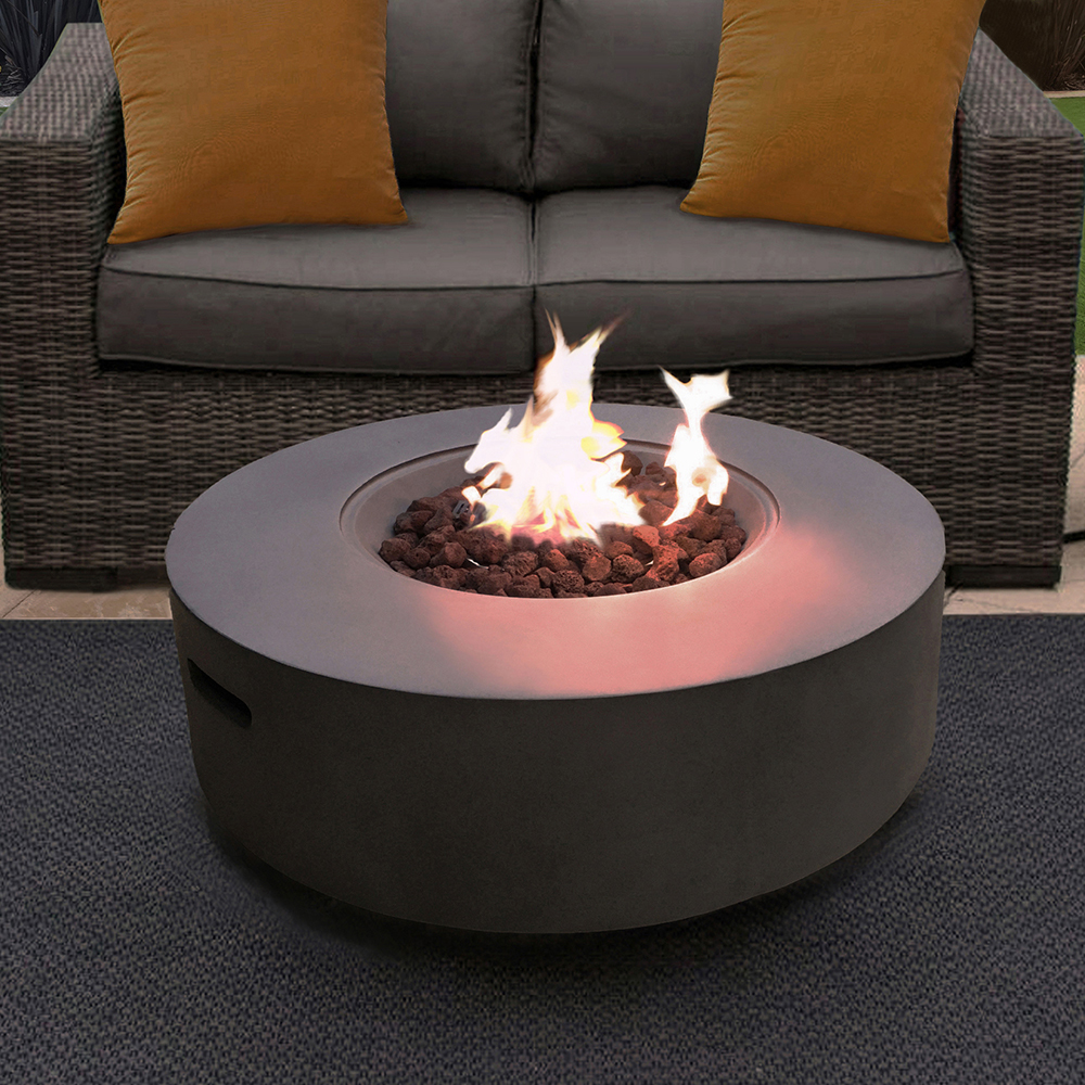 Read more about Fairmont faux stone burning fire pit with grilling in dark grey