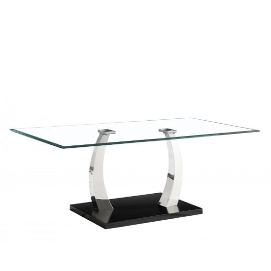 Fairmont Glass Coffee Table In Clear With Black Steel Base