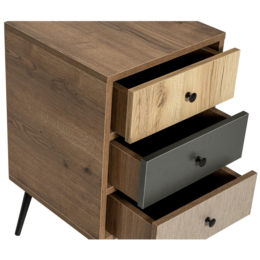 Fairon Wooden Bedside Cabinet With 3 Drawers In Hitit