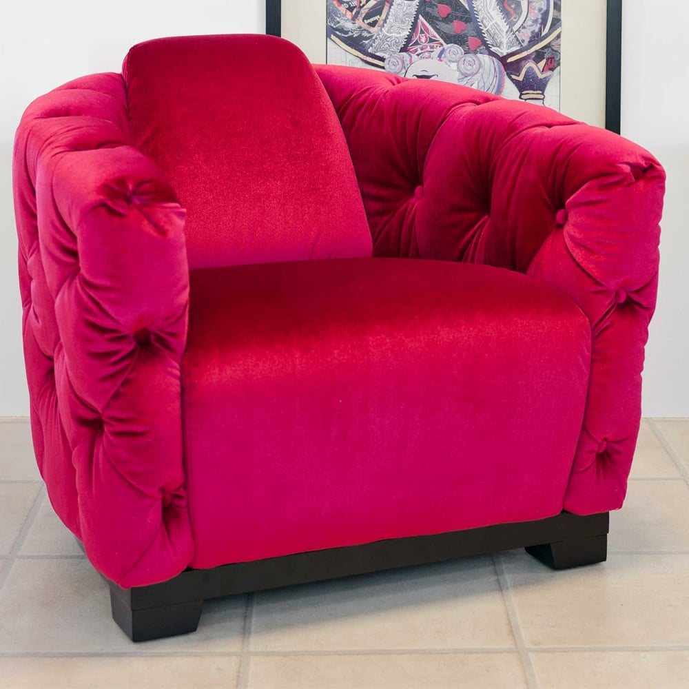 Fairport Velvet Deep Button Tub Chair In Pink