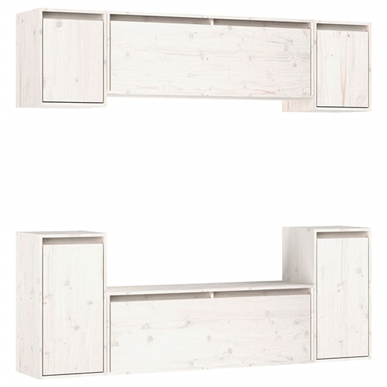 Falan Solid Pinewood Entertainment Unit In White