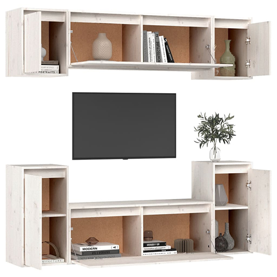 Falan Solid Pinewood Entertainment Unit In White