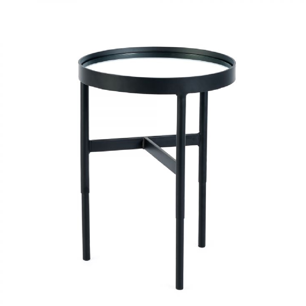Fallon Clear Glass Lamp Table With Black Metal Frame