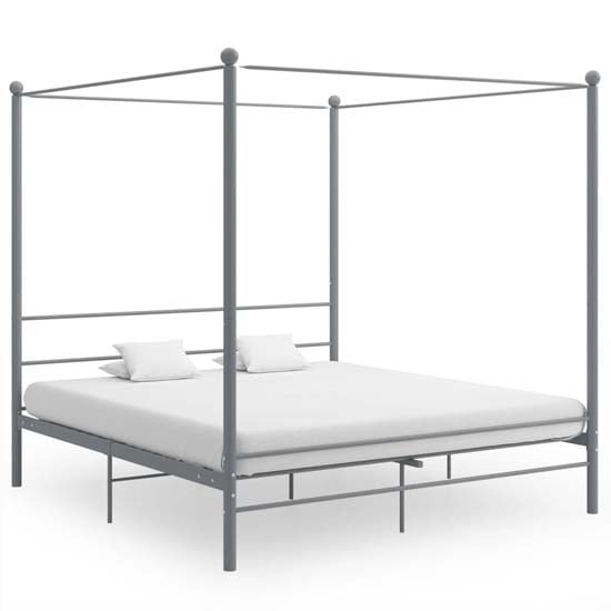 Fallon Metal Canopy Super King Size Bed In Grey