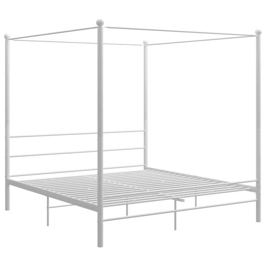 Fallon Metal Canopy Super King Size Bed In White