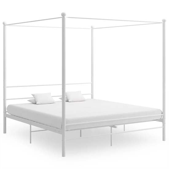 Product photograph of Fallon Metal Canopy Super King Size Bed In White from Furniture in Fashion