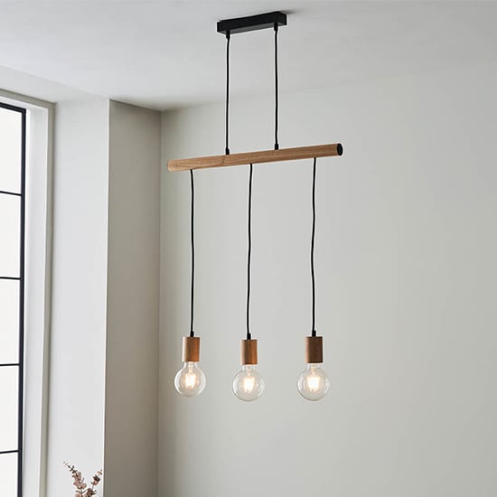 Photo of Fallon sven 3 lights linear ceiling pendant light in natural