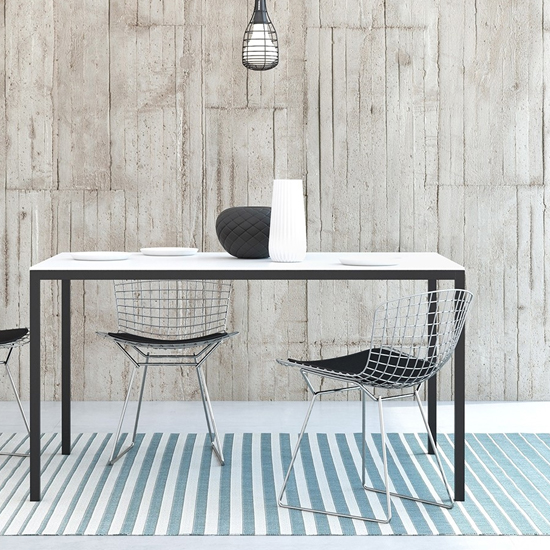 Familia 140cm White Wooden Top Dining Table With Black Legs Furniture in Fashion