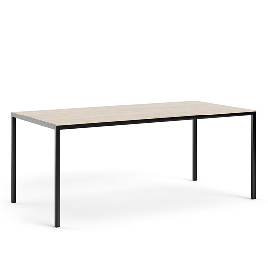 Familia 180cm Oak Wooden Top Dining Table With Black Legs FiF