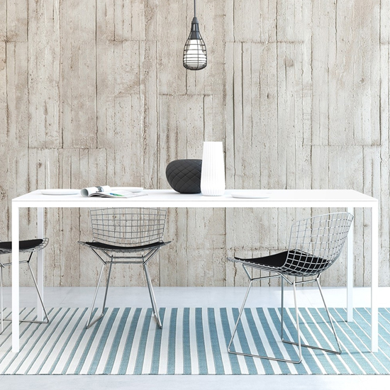 Familia 180cm White Wooden Top Dining Table With White Legs FiF