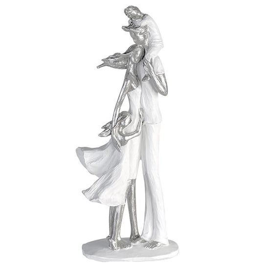 Product photograph of Family Happiness Poly Design Sculpture In White And Silver from Furniture in Fashion