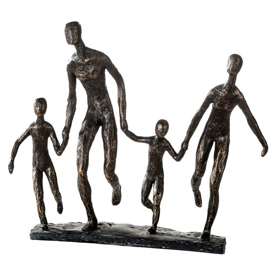 Family Poly Design Sculpture In Burnished Bronze And Grey