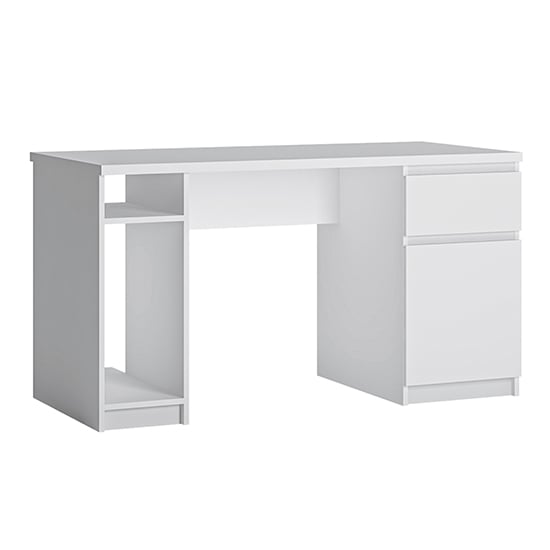 Photo of Fank 1 door 1 drawer twin pedestal computer desk in white