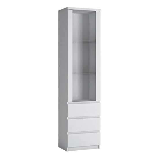 Photo of Fank tall 1 door 3 drawer glazed display cabinet in alpine white