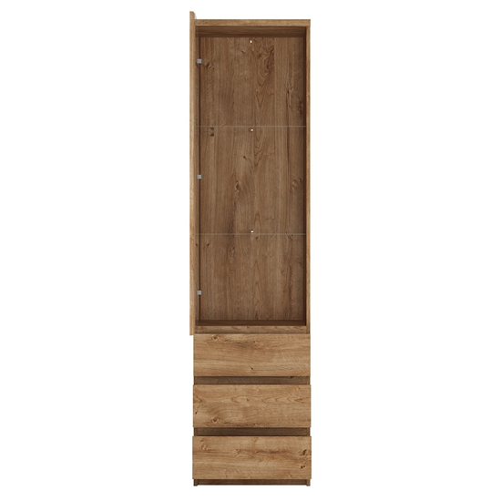 Felton Wooden Display Cabinet With 3 Drawers In Oak