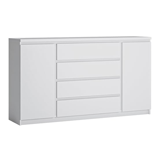 Photo of Fank 2 doors 4 drawers wide wooden sideboard in alpine white