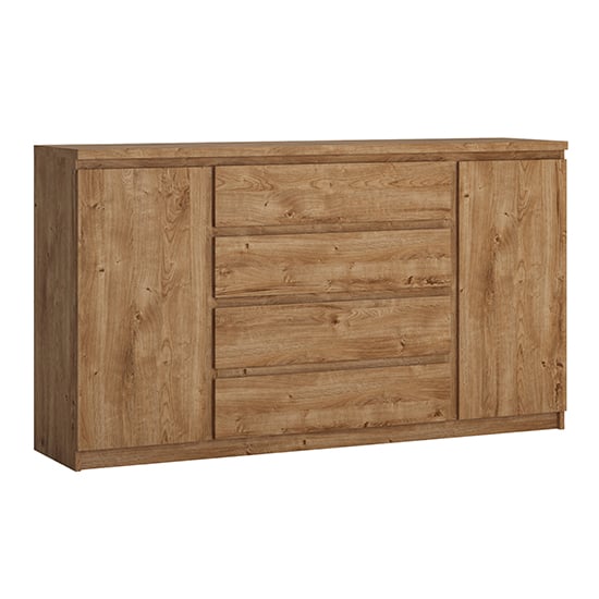 Photo of Fank 2 doors 4 drawers wide wooden sideboard in oak